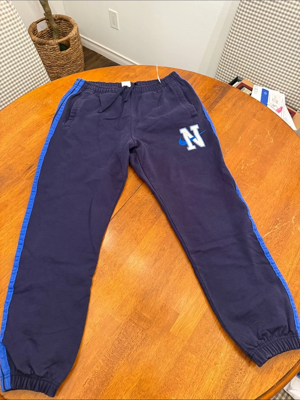 Nike Navy Sweatpants with Royal Blue Side Stripes xl